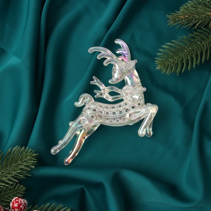 Украшение ёлочное Украшение ёлочное "Олень резной" 10,5х12 см, прозрачный перламутр