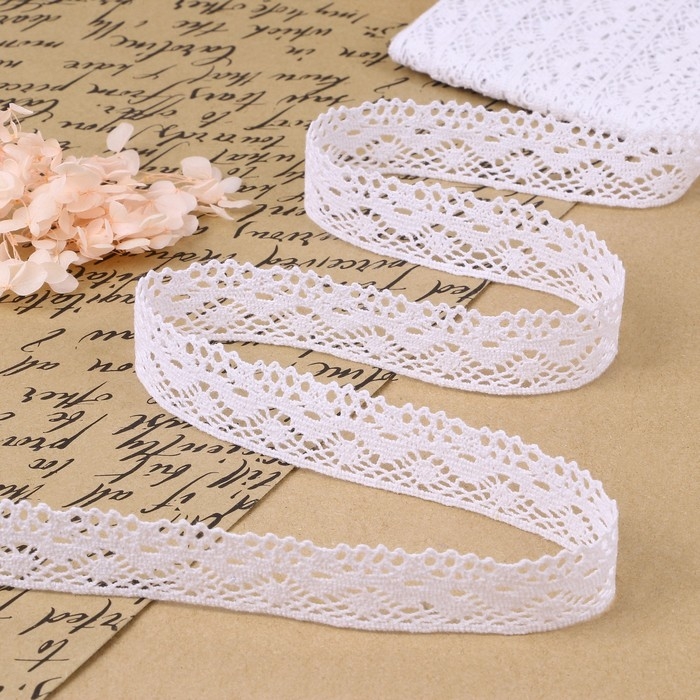 Кружево вязаное, 28 мм × 10 ± 1 м, цвет белый Кружево вязаное, 28 мм × 10 ± 1 м, цвет белый