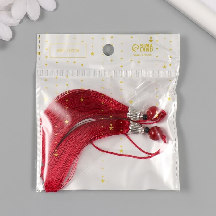 Декор для творчества текстиль Декор для творчества текстиль "Кисть с бусинкой" кирпич набор 2 шт 10х1 см