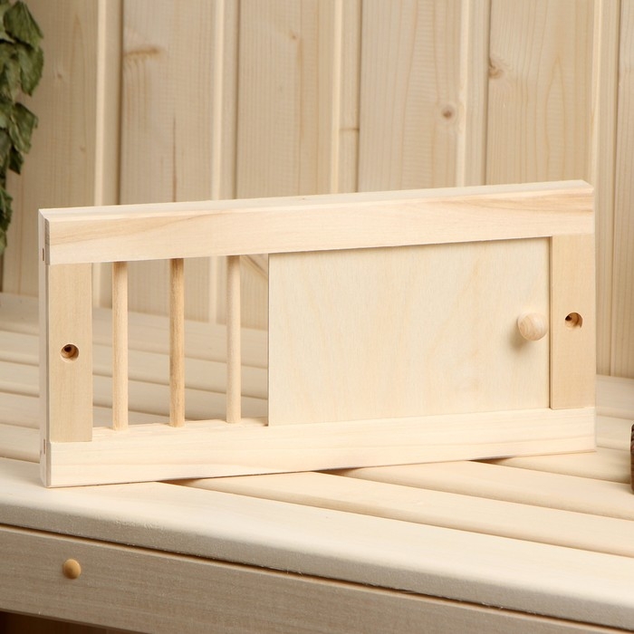 Вентиляционная крышка из липы, 30х17см, с задвижкой, Вентиляционная крышка из липы, 30х17см, с задвижкой, "Добропаровъ"