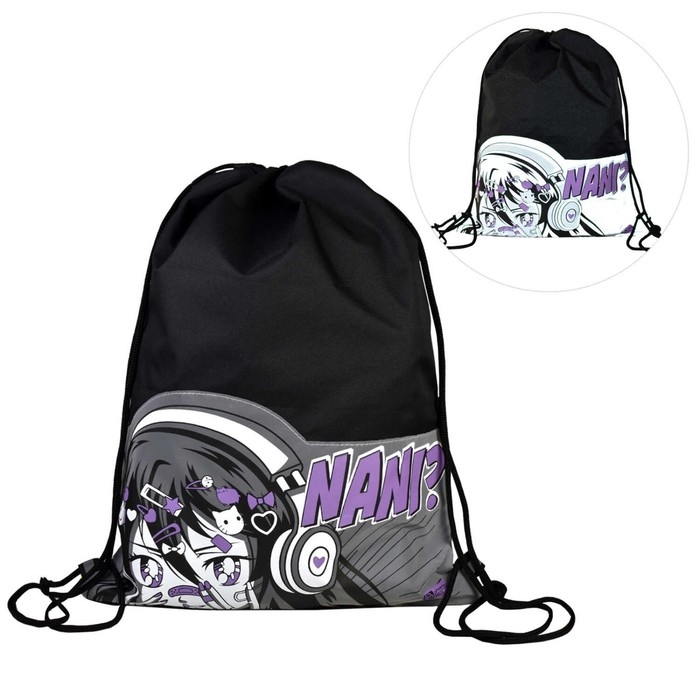 Мешок для обуви 480 х 360 мм, Феникс, светоотражающая аппликация,  Мешок для обуви 480 х 360 мм, Феникс, светоотражающая аппликация, "Манга"