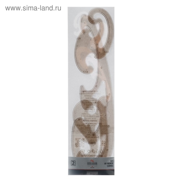 Набор лекал №2, 3 штуки, пластиковый, коричневый тонированный Набор лекал №2, 3 штуки, пластиковый, коричневый тонированный