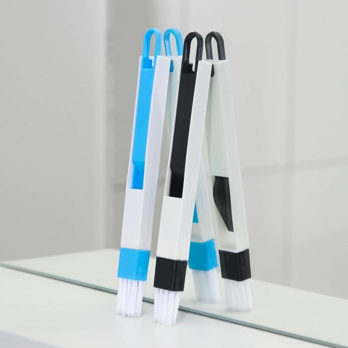 Щётка-кисть для очистки окон и узких проёмов Доляна, с совочком-скребком, цвет МИКС Щётка-кисть для очистки окон и узких проёмов Доляна, с совочком-скребком, цвет МИКС