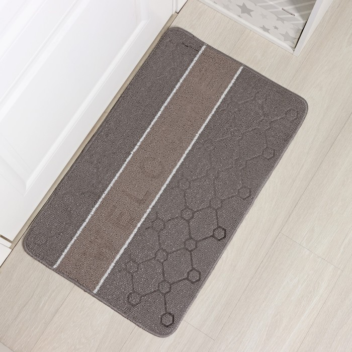Коврик влаговпитывающий придверный Доляна «Welcome. Молекула», 48×78 см, цвет серый Коврик влаговпитывающий придверный Доляна «Welcome. Молекула», 48×78 см, цвет серый