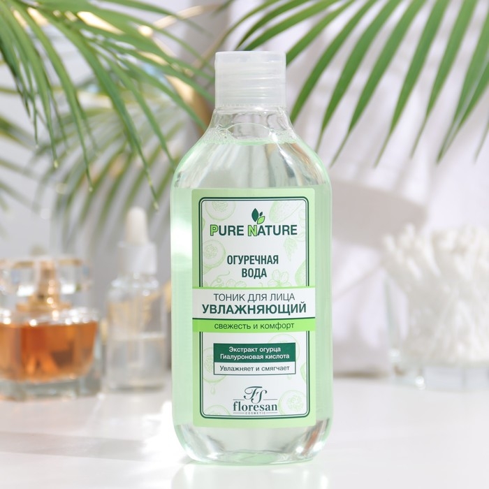 Тоник Floresan Pure Natural Тоник Floresan Pure Natural "Увлажняющий. Огуречная вода", свежесть и комфорт, 300 мл