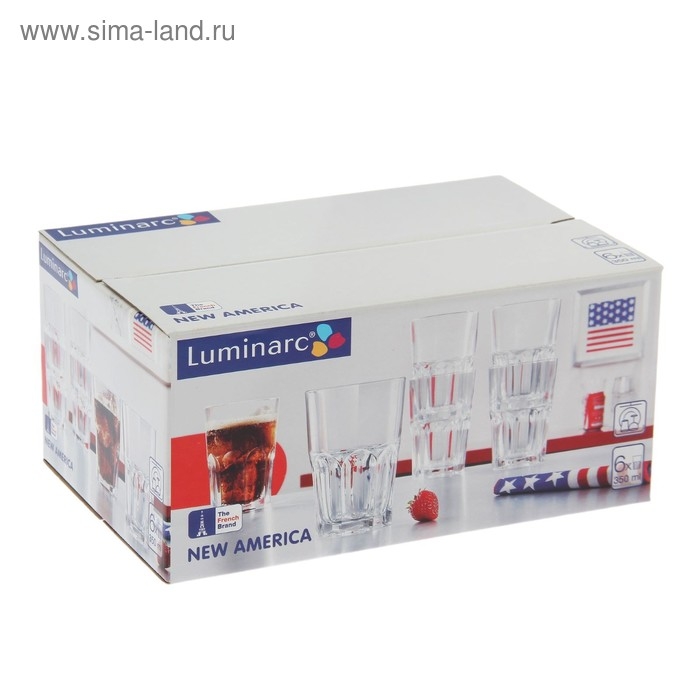 Набор высоких стеклянных стаканов New America, 350 мл, 6 шт Набор высоких стеклянных стаканов New America, 350 мл, 6 шт