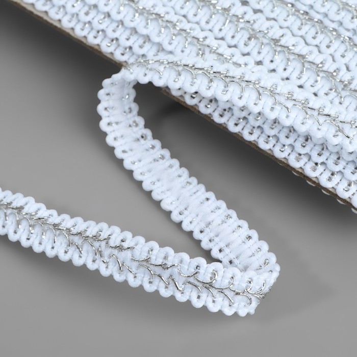 Тесьма декоративная «Шанель», 12 мм, 10 ± 1 м, цвет серебряный Тесьма декоративная «Шанель», 12 мм, 10 ± 1 м, цвет серебряный