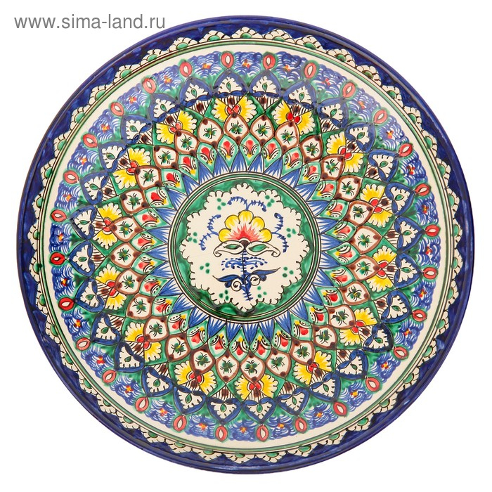 Ляган Риштанская Керамика "Узоры", 31 см, синий