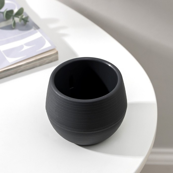 Горшок для цветов с поддоном «Япония», 125 мл, d=8 см, h=6,5 см, цвет графитовый Горшок для цветов с поддоном «Япония», 125 мл, d=8 см, h=6,5 см, цвет графитовый