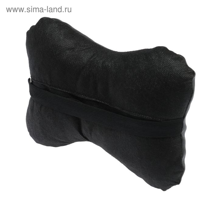 Подушка автомобильная косточка, на подголовник, экокожа, чёрный, 16х24 см Подушка автомобильная косточка, на подголовник, экокожа, чёрный, 16х24 см