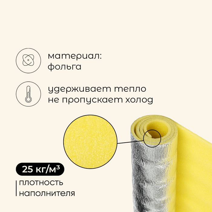 Коврик туристический maclay, с фольгой, 180х60х1 см, цвет жёлтый Коврик туристический maclay, с фольгой, 180х60х1 см, цвет жёлтый