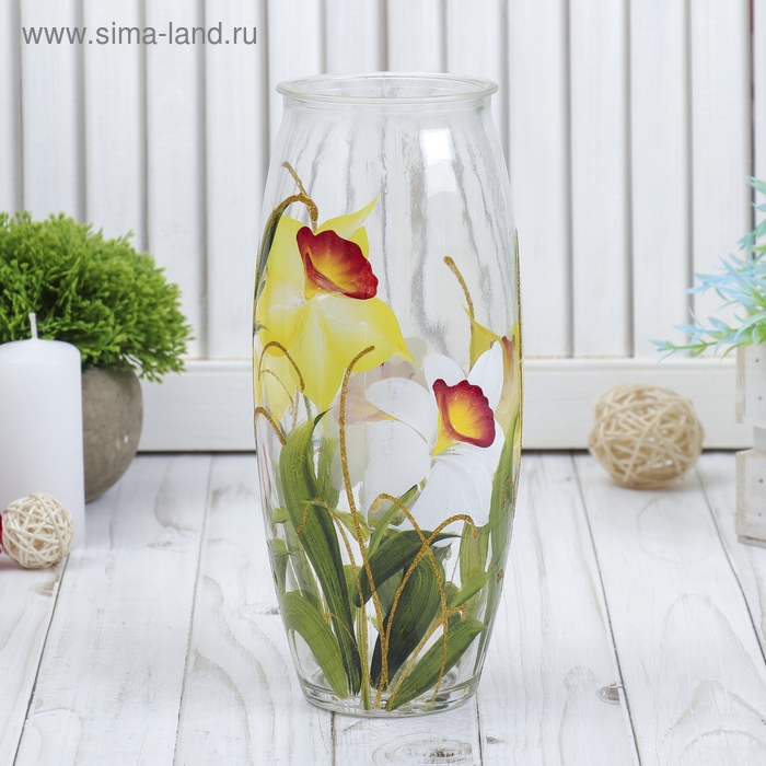 Ваза Ваза "Нарцисс" роспись на проз.стекле, d-7см 10х23 см
