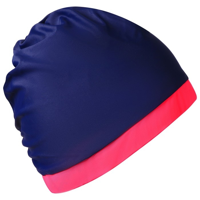 Шапочка для плавания взрослая ONLYTOP, тканевая, обхват 54-60 см, цвет тёмно-синий/коралл