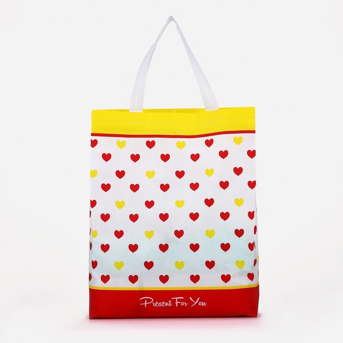 Сумка хозяйственная без застёжки, цвет белый/красный Сумка хозяйственная без застёжки, цвет белый/красный