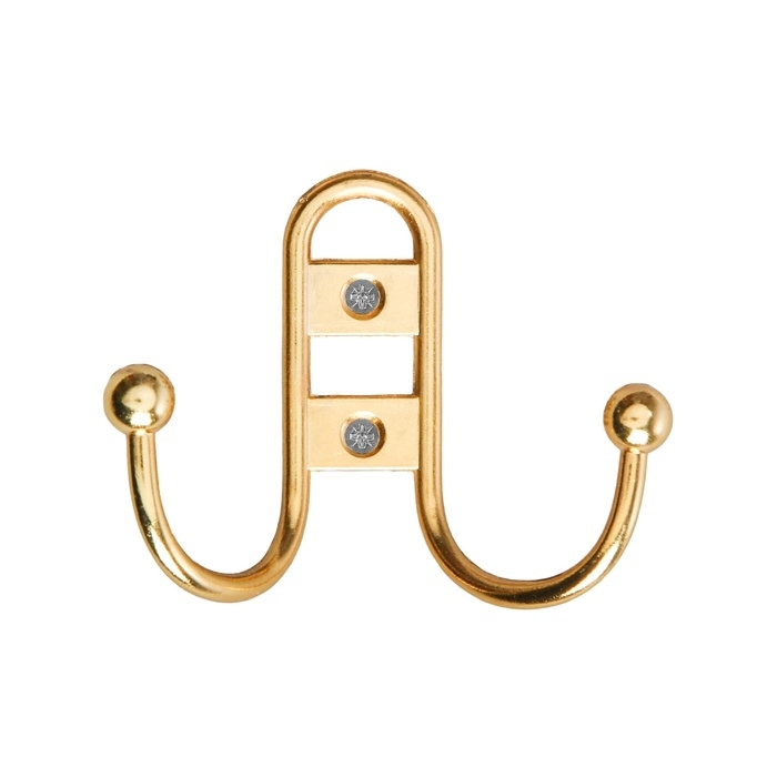 Крючок мебельный ТУНДРА TKD017, двухрожковый, золото Крючок мебельный ТУНДРА TKD017, двухрожковый, золото