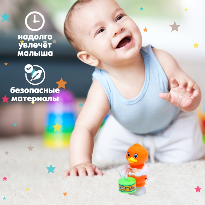 Заводная игрушка «Утка барабанщик», МИКС Заводная игрушка «Утка барабанщик», МИКС