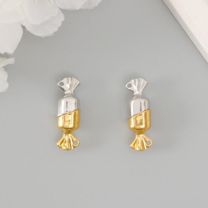 Замок магнитный металл Замок магнитный металл "Конфетка" золотой и серебряный (набор 4 половинки) 1х3х1 см