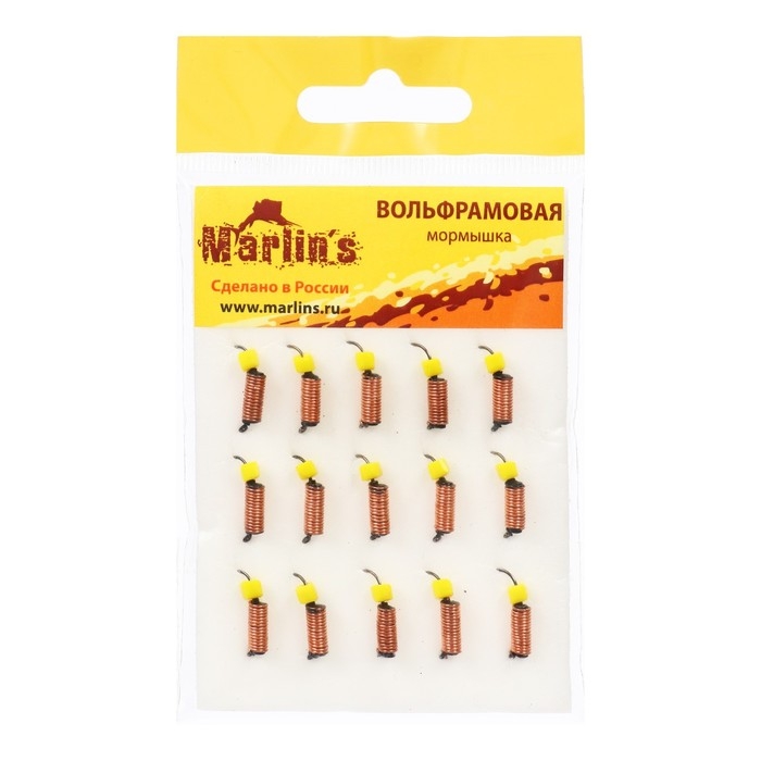 Мормышка вольфрам Marlin's Ручейник, 2 мм, 0.9 г, медь + сырный кубик, 15 шт. Мормышка вольфрам Marlin's Ручейник, 2 мм, 0.9 г, медь + сырный кубик, 15 шт.