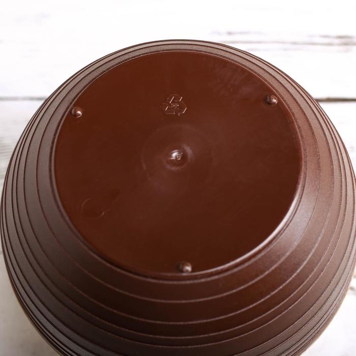 Горшок для цветов c поддоном «Япония», 2 л, цвет тёмно-коричневый