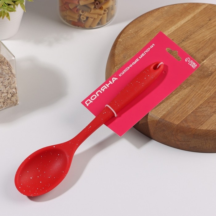 Ложка гарнирная Доляна «Гранат», силикон, 28,5×5,5 см, цвет красный Ложка гарнирная Доляна «Гранат», силикон, 28,5×5,5 см, цвет красный