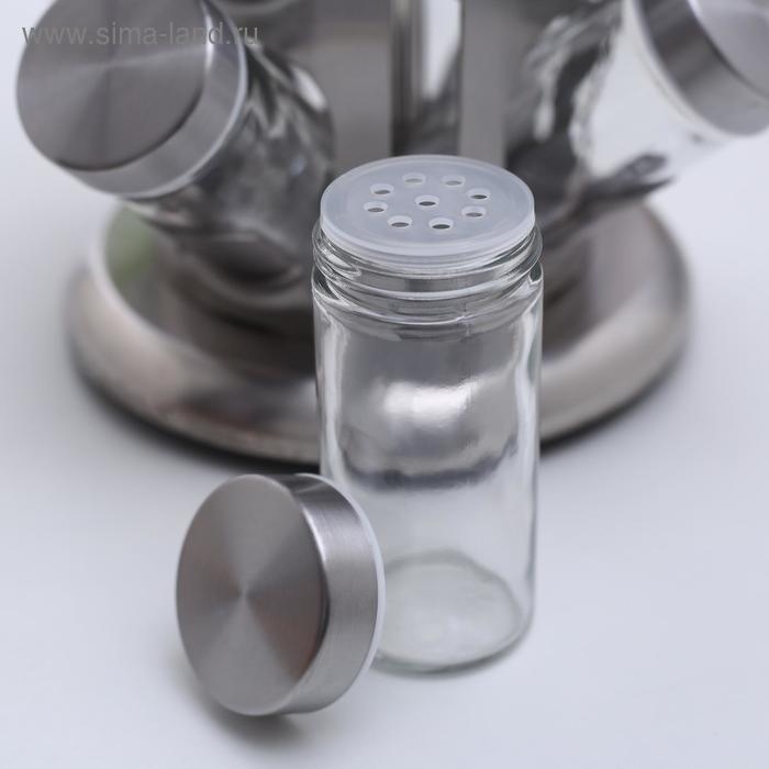 Набор для специй на подставке «Профи», 22×25,5 см, 12 шт, цвет металлик Набор для специй на подставке «Профи», 22×25,5 см, 12 шт, цвет металлик