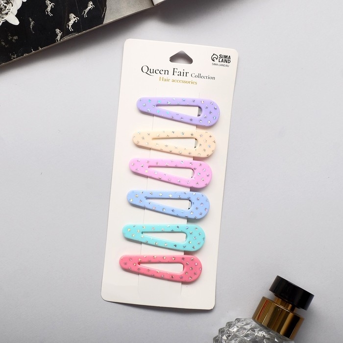 Невидимка для волос  Невидимка для волос "Беатрис" (набор 6 шт) блеск, 5 см