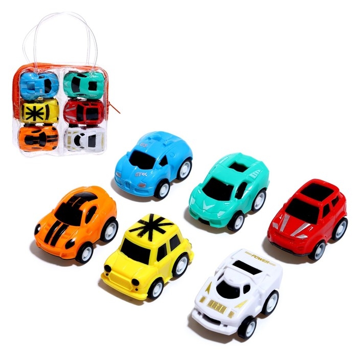 Набор инерционных машин «Рейсер» в сумке, 6 штук, МИКС Набор инерционных машин «Рейсер» в сумке, 6 штук, МИКС