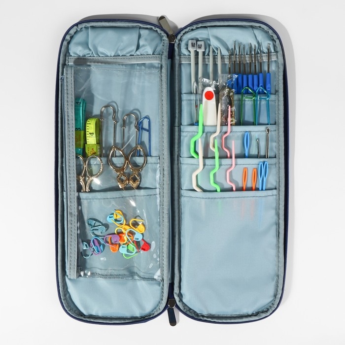 Пенал для вязания, 1 отделение, 8 карманов, 40 × 15 × 2,5 см, цвет серый Пенал для вязания, 1 отделение, 8 карманов, 40 × 15 × 2,5 см, цвет серый