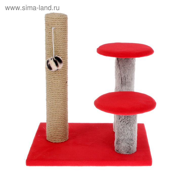 Когтеточка  Когтеточка "Столбик" с двумя  грибами, джут  43 х 36 х 31 см, МИКС ЦВЕТОВ