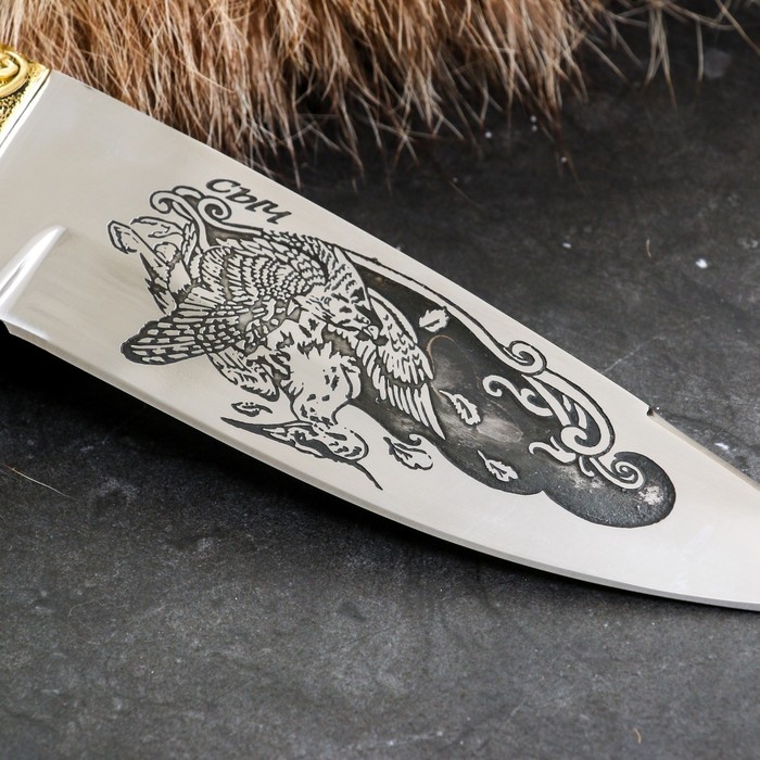 Нож кавказский Нож кавказский "Сыч" с ножнами, гарда -латунь, сталь - 65х13, рукоять - бук