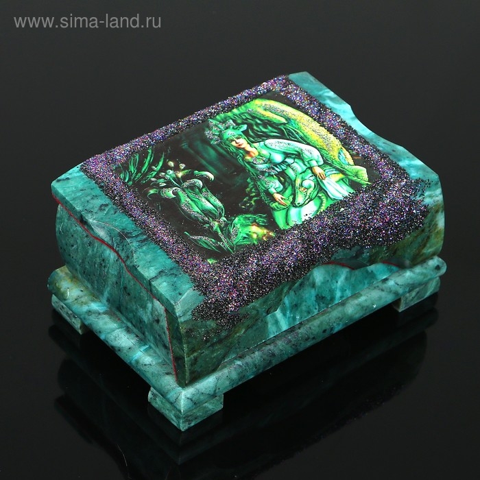 Ларец Ларец "Хозяйка медной горы №1" 15х10х7 см, каменная крошка, змеевик