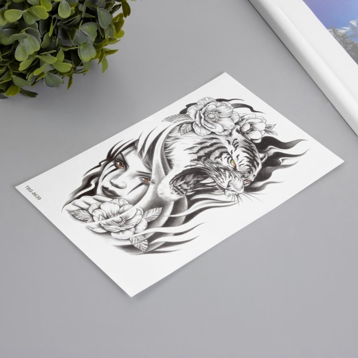 Татуировка на тело чёрная Татуировка на тело чёрная "Хищница" 12х19 см