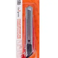 Нож канцелярский с лезвием 18 мм, с металлическими направляющими, с фиксатором, МИКС