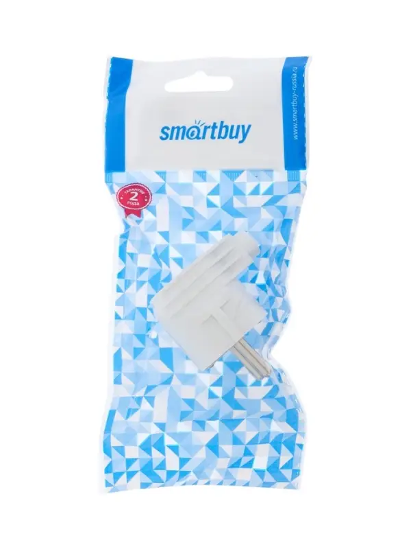 Вилка угловая Smartbuy, 16 А, 250 В, с заземлением, белая