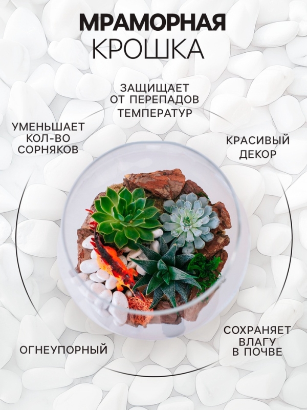 Мраморная крошка  Мраморная крошка "Рецепты Дедушки Никиты", отборная, белая, фр 2,5-5 мм , 2 кг