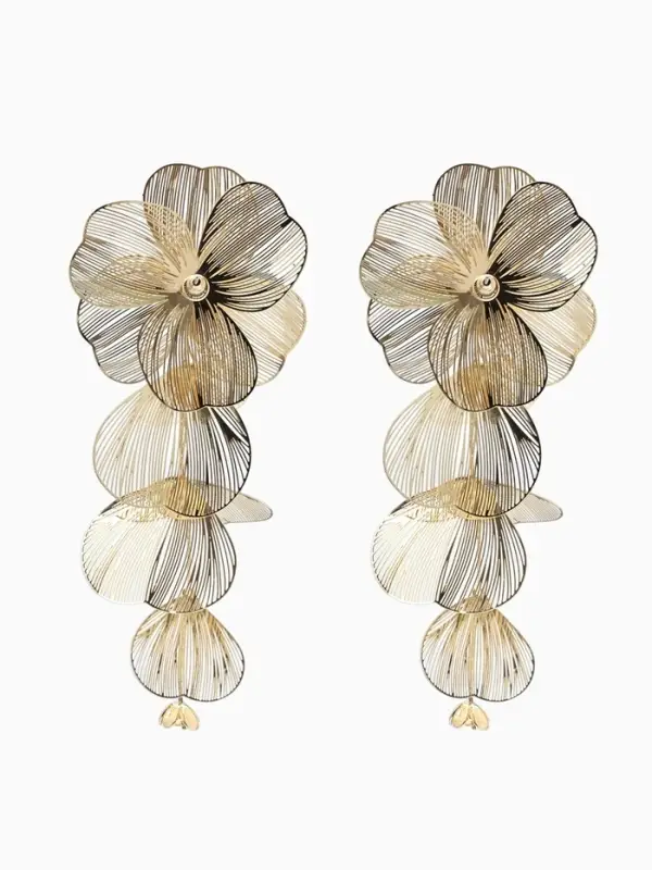 Серьги висячие &laquo;Цветок&raquo;, каталея, цвет золото, 10 см