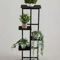 Подставка для цветов Greengo, 5 полок, 36&times;23&times;94 см, напольная, каркас металл, полки МДФ, чёрная
