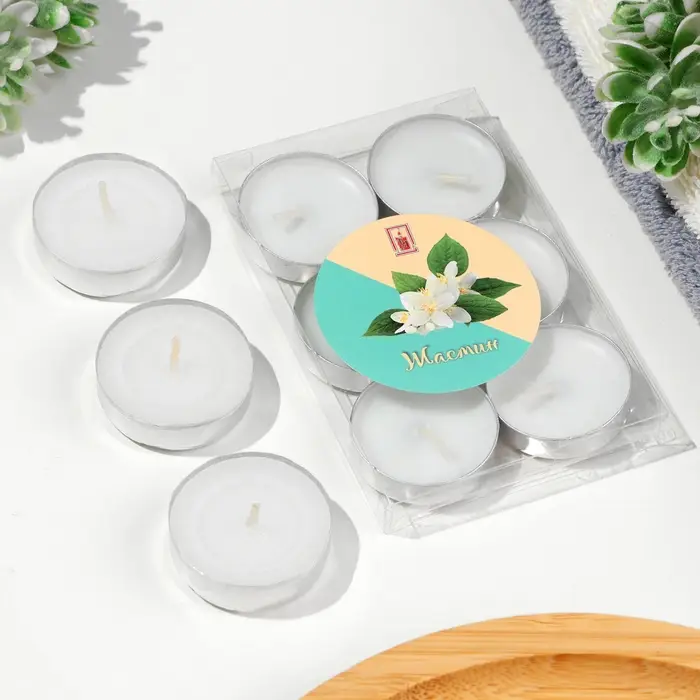 Набор свечей чайных ароматических, 6 шт, жасмин Набор свечей чайных ароматических, 6 шт, жасмин