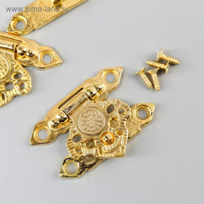Замок металл для шкатулки  Замок металл для шкатулки "Узорный" золото набор 2 шт 2,3х3,3 см