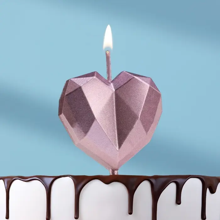 Свеча для торта &laquo;Сердце&raquo;, розовое золото