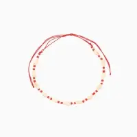 Браслет на ногу (анклет), длина 18 см, цв. белый, красный Браслет на ногу (анклет), длина 18 см, цв. белый, красный