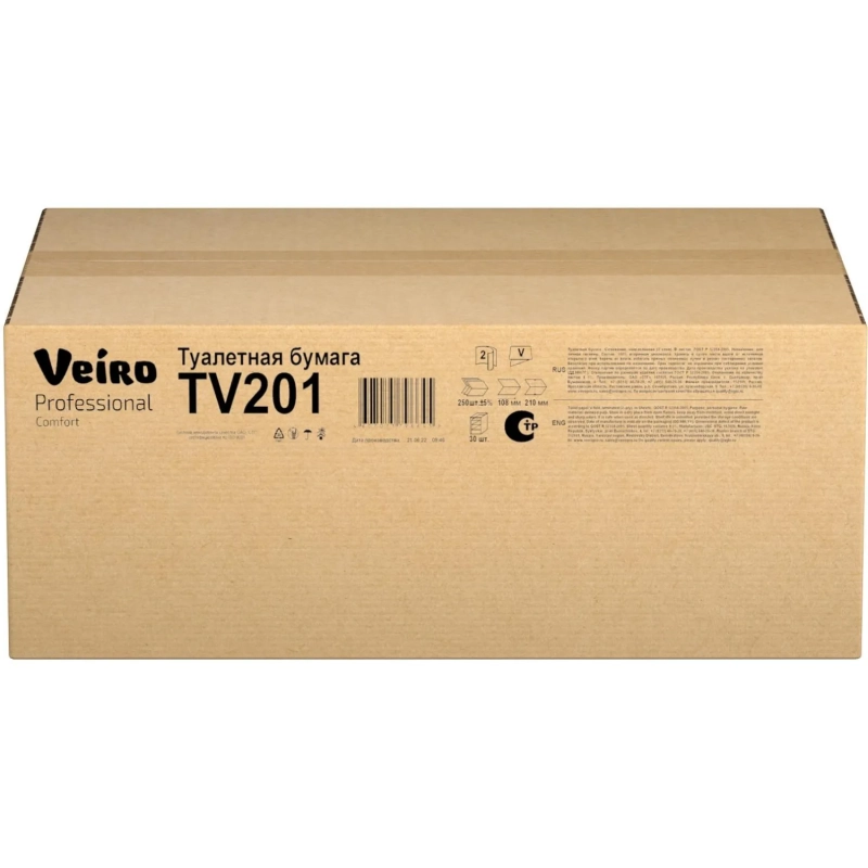 Бумага туалетная Vсл Veiro Professional 2сл 250лист 30 пач/уп TV201_УГМК