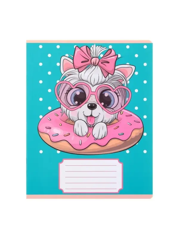 Комплект тетрадей из 10 штук, 12 листов в узкую линию Calligrata "Милашки с бантиком", обложка мелованная бумага, ВД-лак, блок офсет, 5 видов по 2 штуки