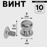 Кобурный винт d=8/8&times;10 мм, 10 шт., цвет серебряный