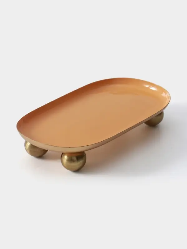 Блюдо сервировочное текстурное на золотых ножках сферах &laquo;Песок&raquo;, 29&times;15.5&times;7 &plusmn; 0.5 см