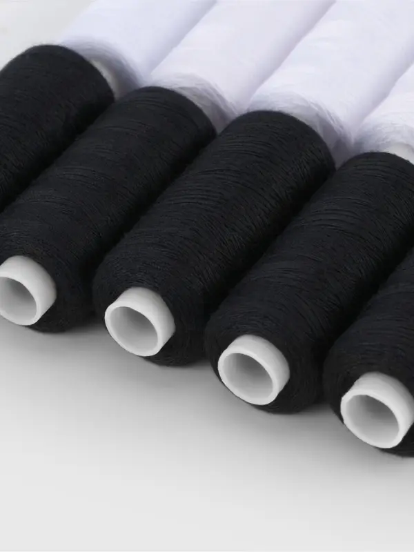 Нитки, 40/2, 300 м, набор 10 шт., чёрный, белый