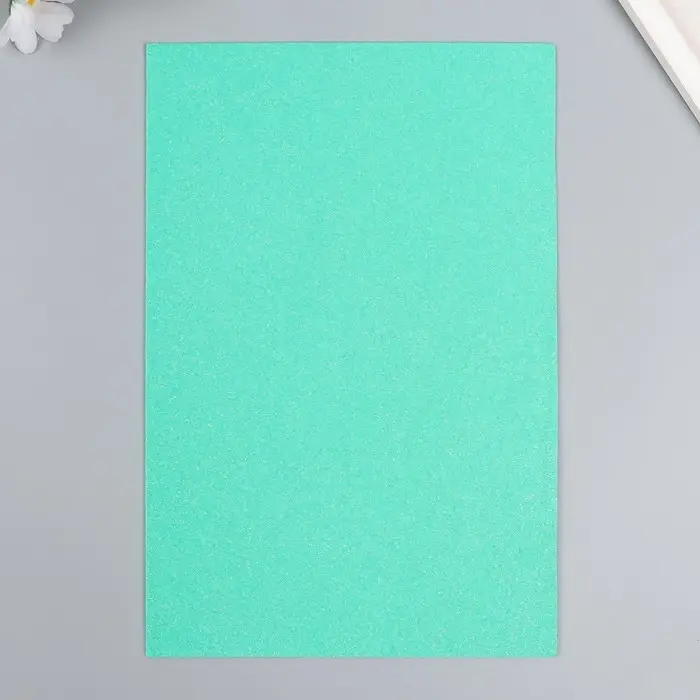 Фоамиран глиттерный 2 мм 20х30 см, мятный Фоамиран глиттерный 2 мм 20х30 см, мятный