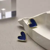 Серьги с эмалью &laquo;Сердце&raquo;, мультик, синие в золоте