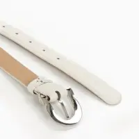 Ремень женский, 110&times;2.3 см, пряжка металл, серебристая, белый