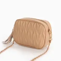 Сумка женская, через плечо, на молнии, 21&times;7&times;14 см, бежевая